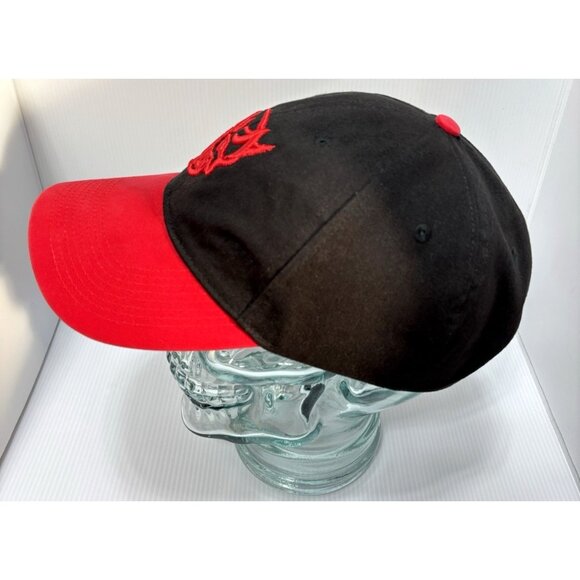 Black and Red Dodge Demon Logo Adjustable Baseball Hat GUC Brim Has Spot As Is - Picture 3 of 11